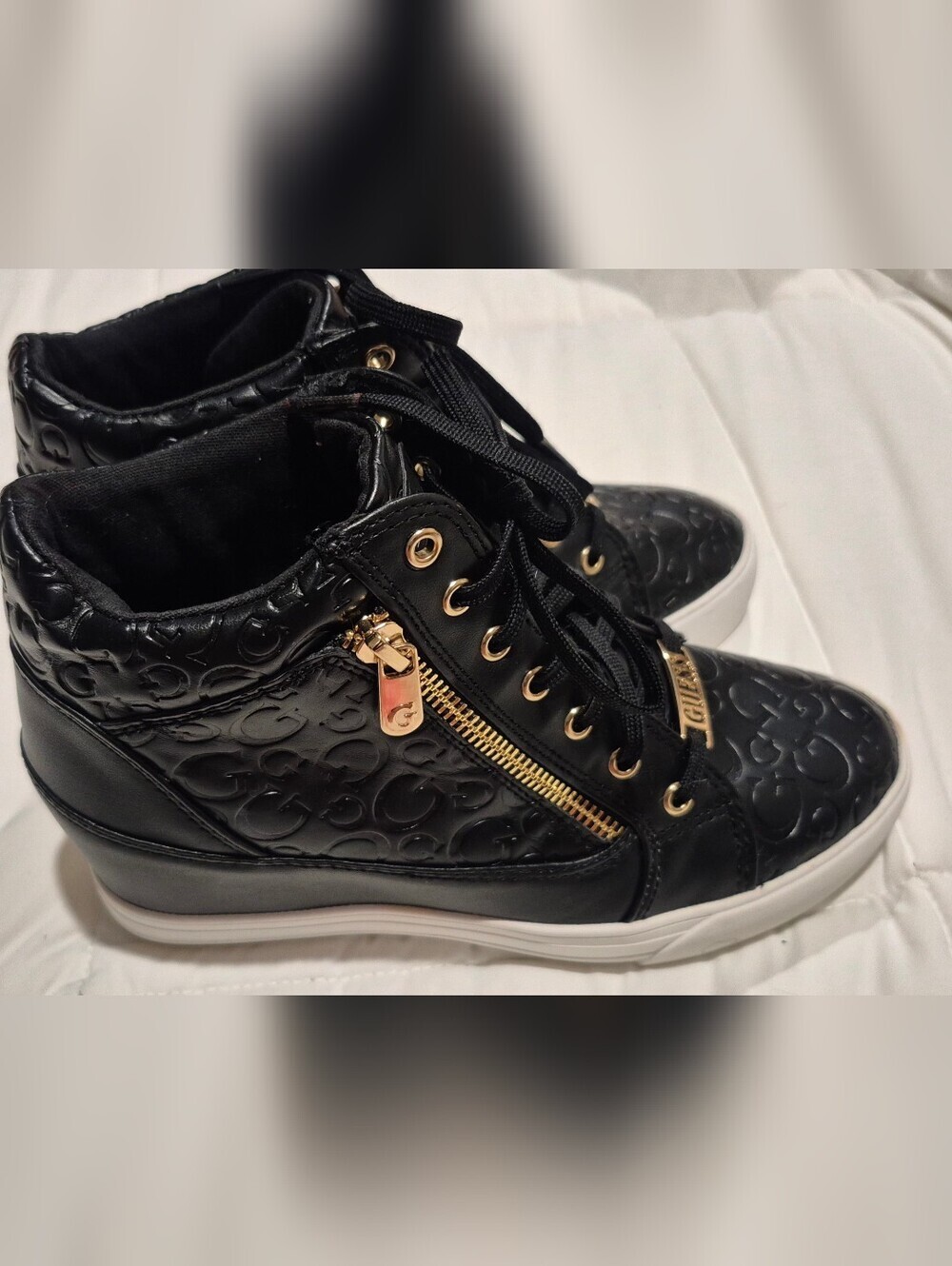 GUESS Women’s Black Embossed High-Top Sneakers